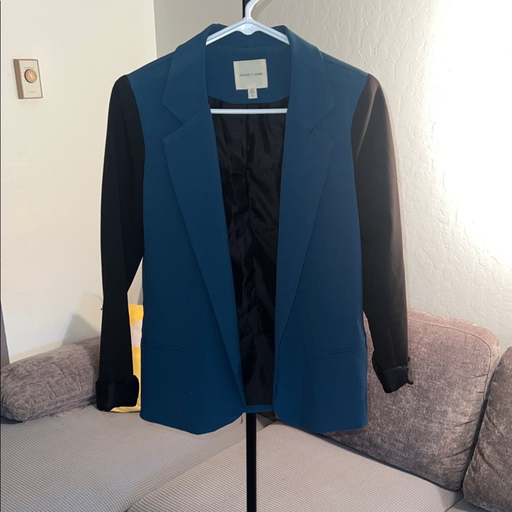 Silence + Noise Blue and Black Blazer